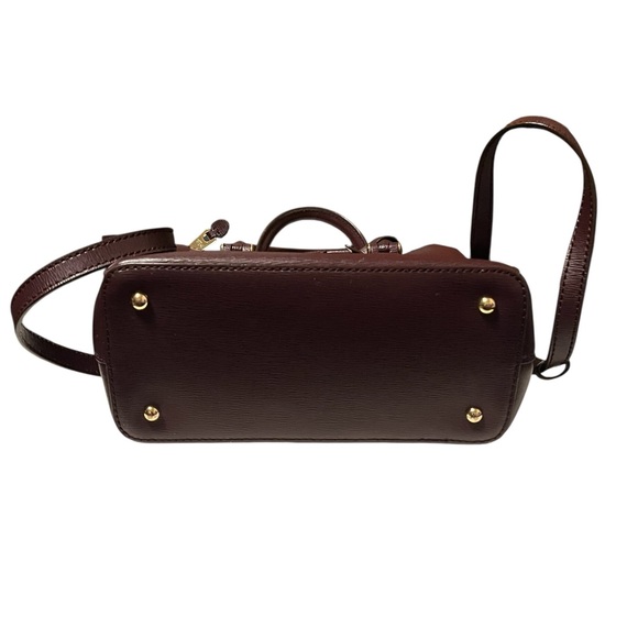 Ralph Lauren Newbury Mini Double Zip Handbag Burgundy - Picture 4 of 6